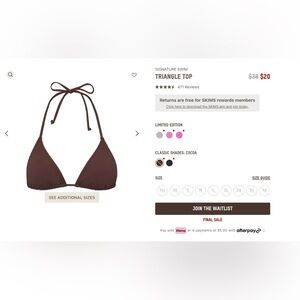 Skims signature swim dipped bottom set Brown SZ M